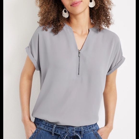 Maurices Tops - Maurices Blue Blouse with Relaxed Fit and Zipper